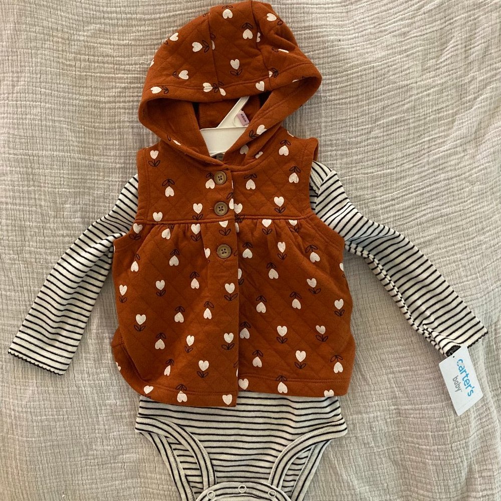 Carter's vest and long sleeved bodysuit/onesie two-piece set - 9 months - NWT